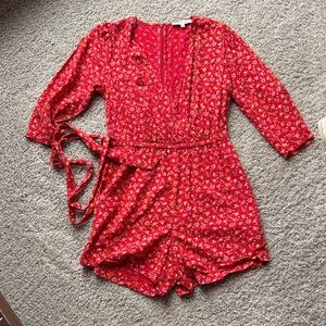 Madewell Red Floral Jumpsuit